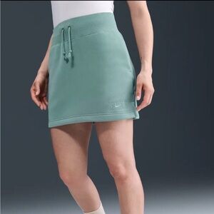 Nike Sportswear Fleece Mini Skirt Sage Green Drawstring NWT Size L